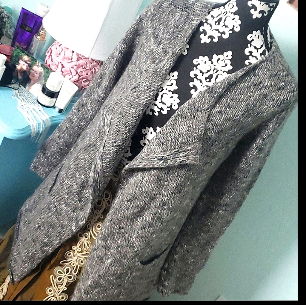 Maryline mohair wool cardigan sweater made in Italy metallic threading oversized